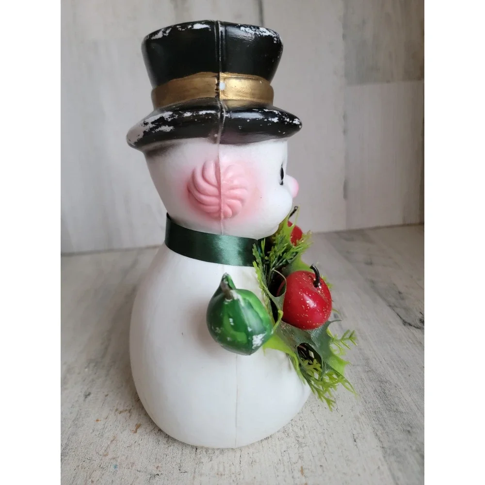Vintage Florabelle snowman Flowers Blow Mold Xmas centerpiece Apple Home